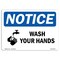 Signmission OSHA Notice Sign, Wash Your Hands, 14in X 10in Peel And Stick Wall Graphic, 10" W, 14" L, Landscape OS-NS-RD-1014-L-18949 - alternate 1